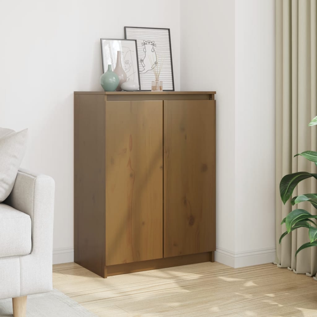 Credenza Marrone Ambrato 60x36x84 cm in Legno Massello di Pino