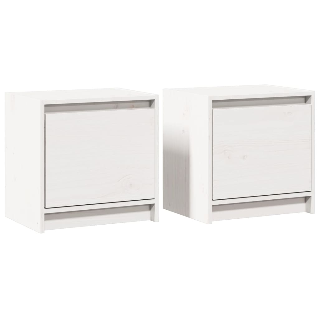 Comodini 2 pz Bianchi 40x30,5x40 cm in Legno Massello di Pino