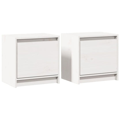 Comodini 2 pz Bianchi 40x30,5x40 cm in Legno Massello di Pino