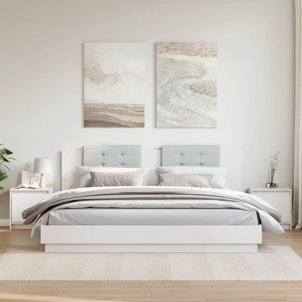 Comodini 2 pz Bianchi 40x30,5x40 cm in Legno Massello di Pino
