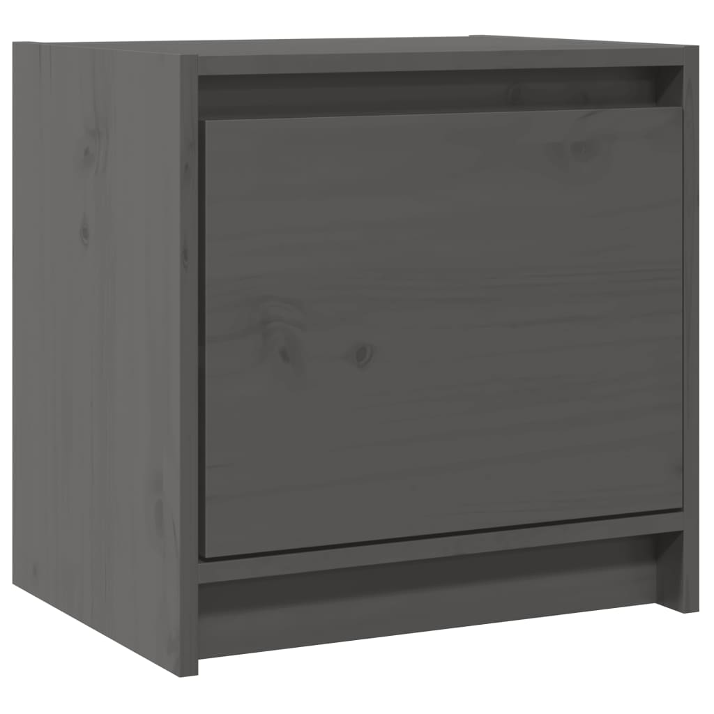 Comodini 2 pz Grigi 40x30,5x40 cm in Legno Massello di Pino