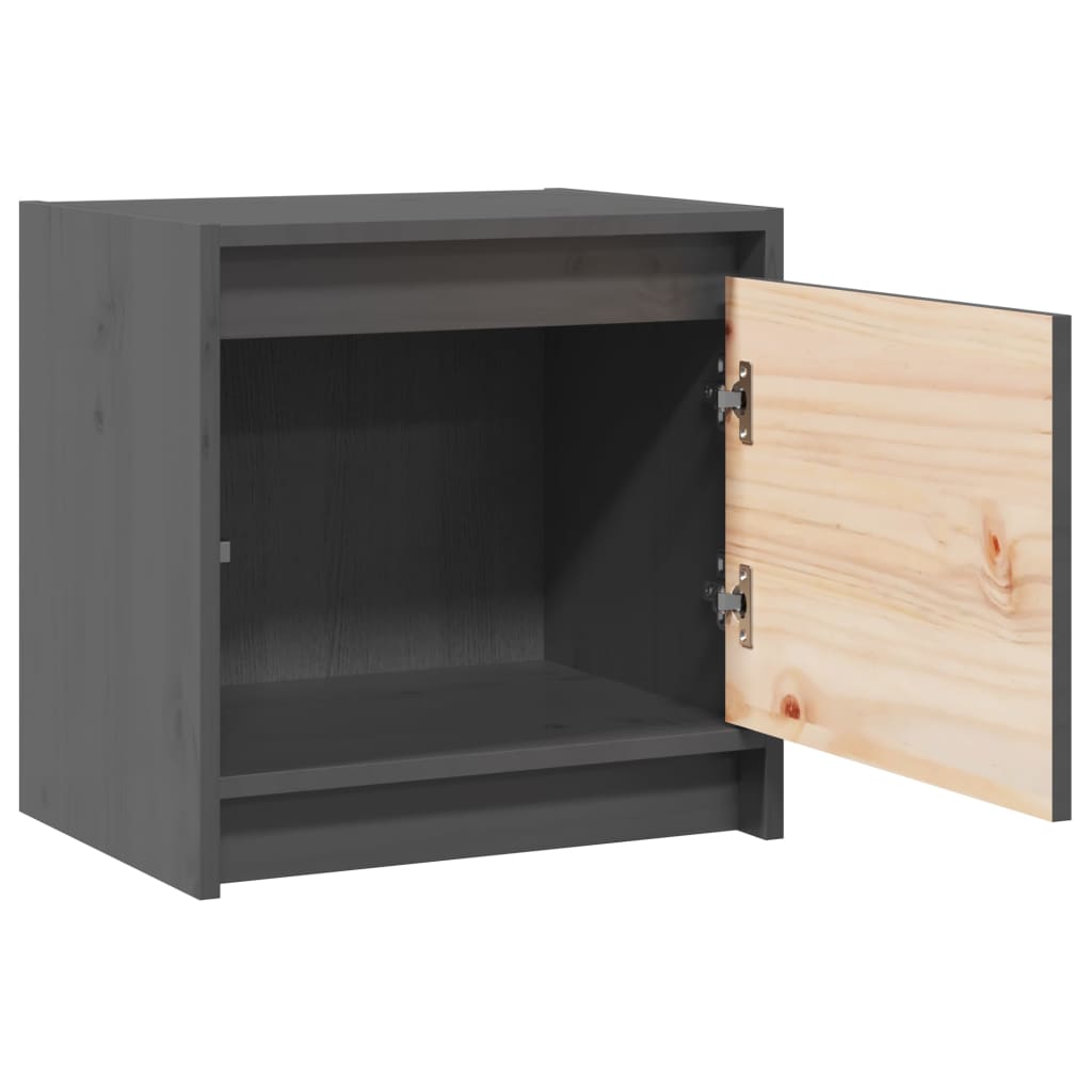 Comodini 2 pz Grigi 40x30,5x40 cm in Legno Massello di Pino