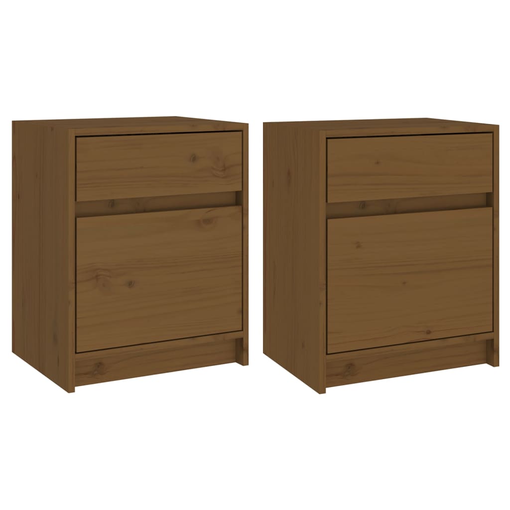 Comodini 2 pz Ambra 40x31x40 cm in Legno Massello di Pino