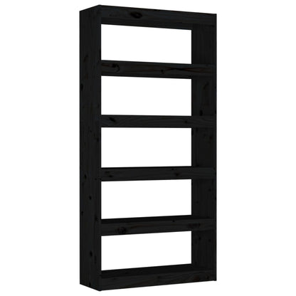 Libreria/Divisorio Nero 80x30x167,4 cm Legno Massello di Pino