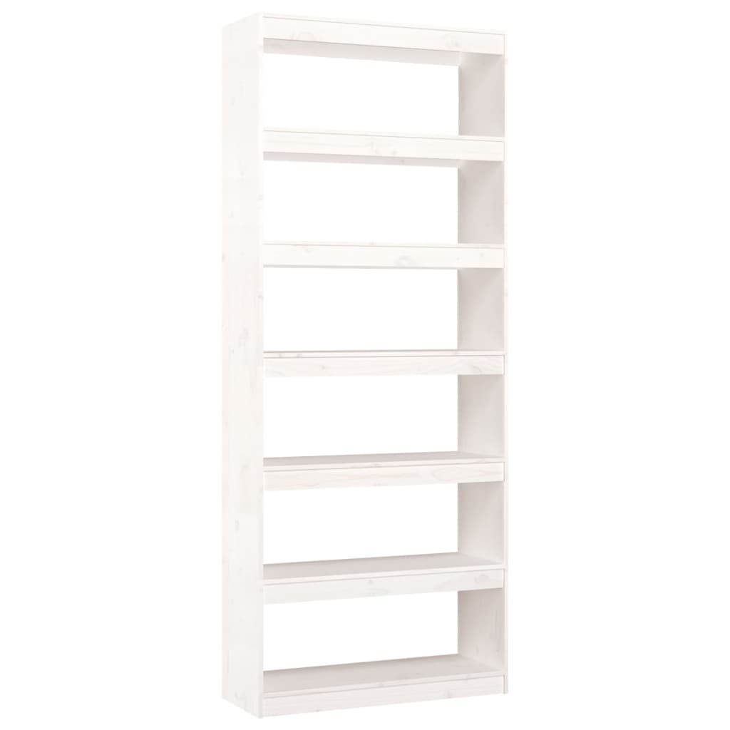 Libreria/Divisorio Bianco 80x30x199,5 cm in Massello di Pino