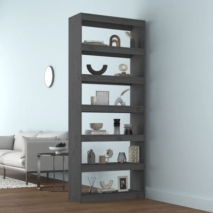 Libreria/Divisorio Grigio 80x30x199,5 cm in Massello di Pino