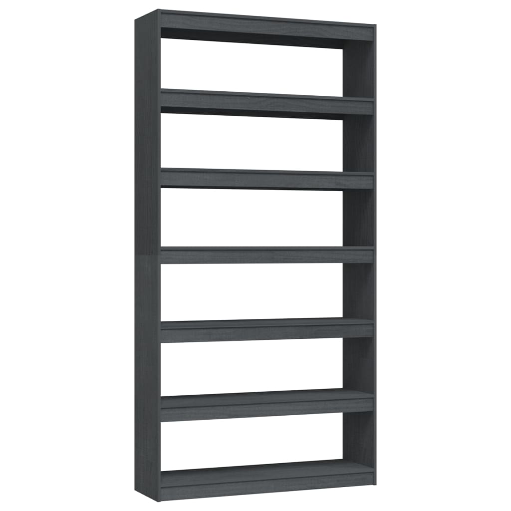 Libreria/Divisorio Grigio 100x30x200 cm Legno Massello di Pino