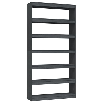 Libreria/Divisorio Grigio 100x30x200 cm Legno Massello di Pino