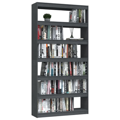 Libreria/Divisorio Grigio 100x30x200 cm Legno Massello di Pino