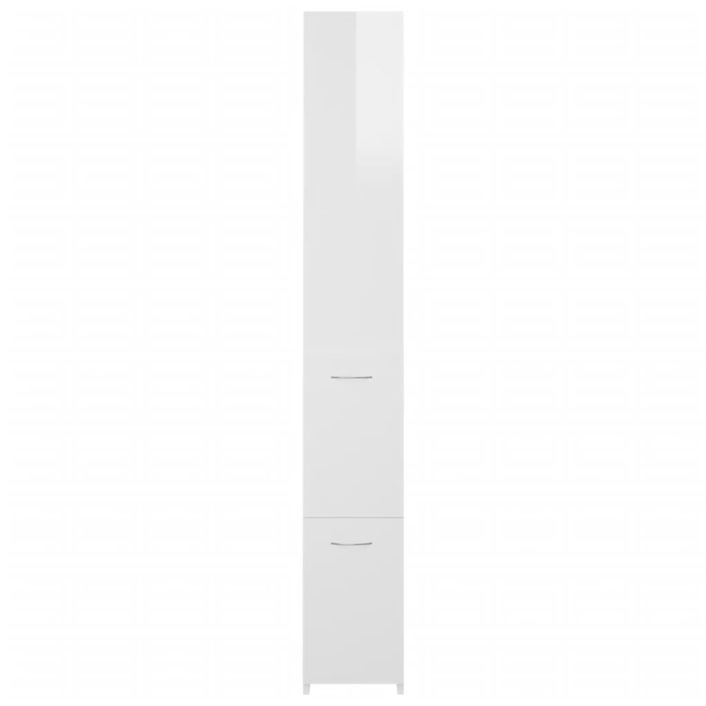 Armadietto Bagno Bianco Lucido 25x26,5x170 cm Legno Multistrato