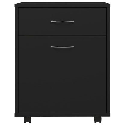 Mobiletto con Rotelle Nero 45x38x54cm in Legno Multistrato