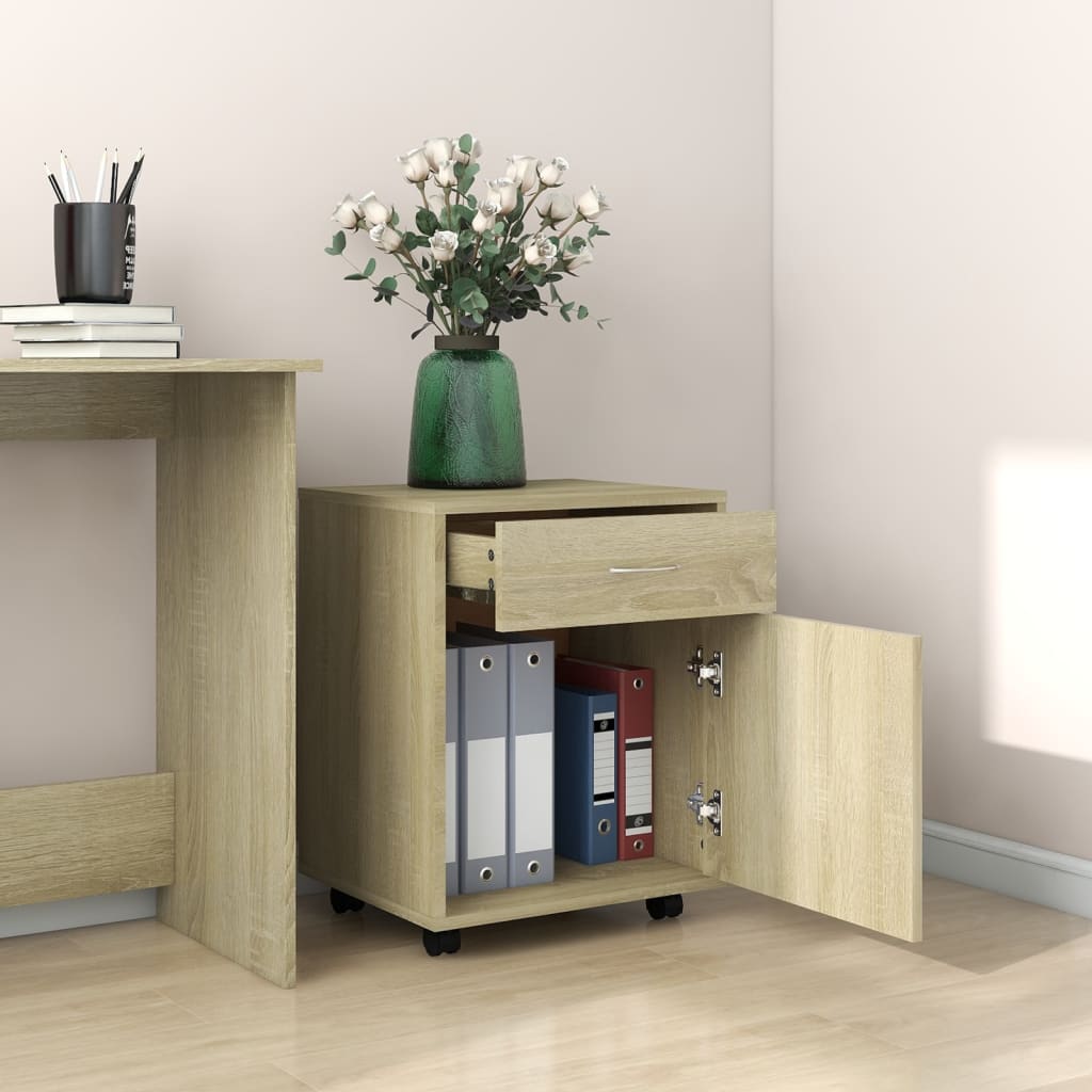 Armadietto con Ruote Rovere Sonoma 45x38x54cm Legno Multistrato