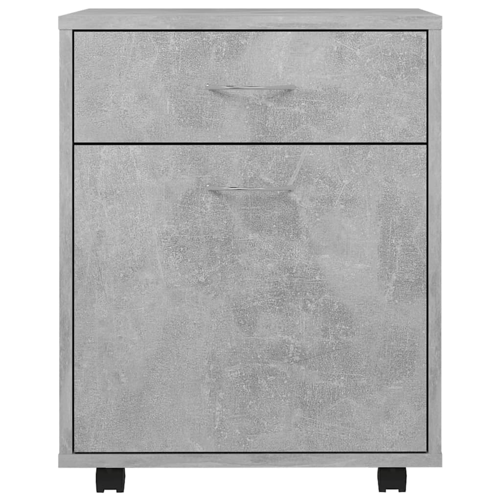 Mobiletto con Ruote Grigio Cemento 45x38x54cm Legno Multistrato