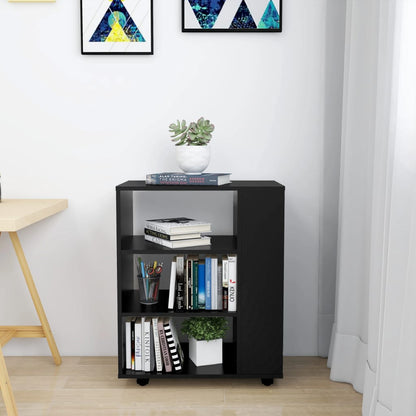 Mobiletto con Ruote Nero 60x35x75 cm in Legno Multistrato