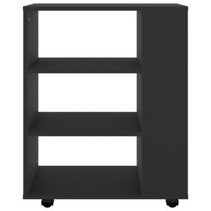 Mobiletto con Ruote Nero 60x35x75 cm in Legno Multistrato
