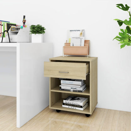 Mobiletto con Ruote Rovere Sonoma 46x36x59 cm Legno Multistrato
