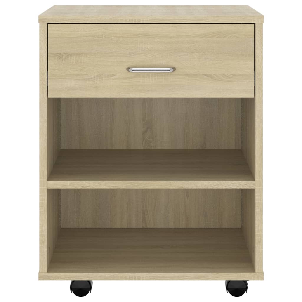 Mobiletto con Ruote Rovere Sonoma 46x36x59 cm Legno Multistrato