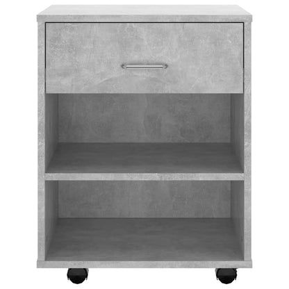 Mobiletto con Ruote Grigio Cemento 46x36x59cm Legno Multistrato