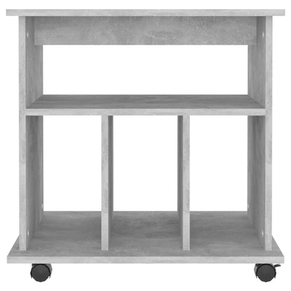 Mobiletto con Ruote Grigio Cemento 60x45x60cm Legno Multistrato