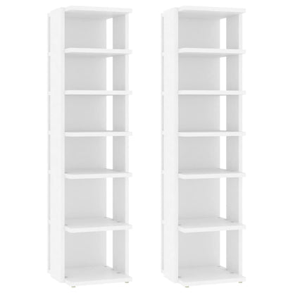 Scarpiere 2 pz Bianche 27,5x27x102 cm in Legno Multistrato