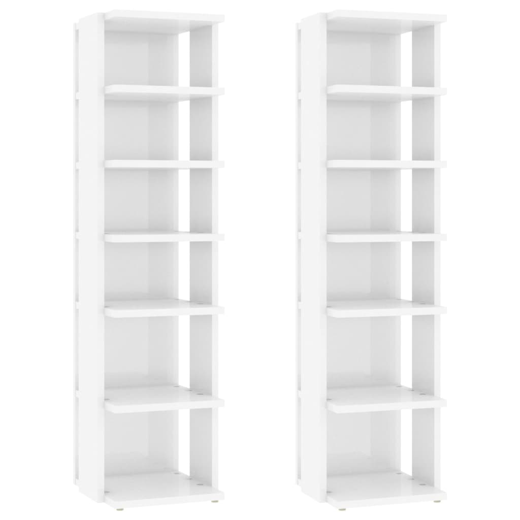 Scarpiere 2 pz Bianco Lucido 27,5x27x102 cm