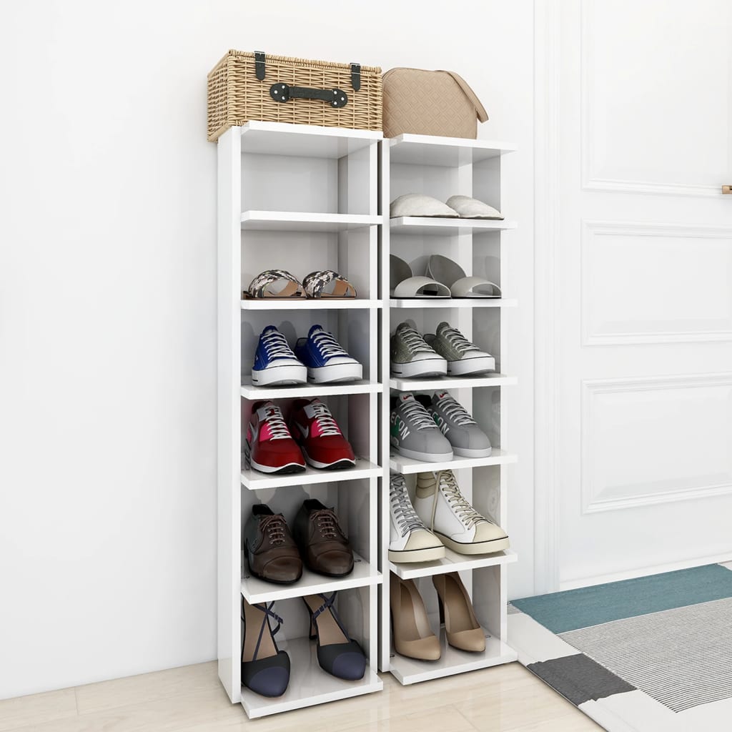 Scarpiere 2 pz Bianco Lucido 27,5x27x102 cm