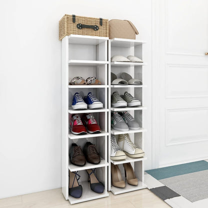 Scarpiere 2 pz Bianco Lucido 27,5x27x102 cm