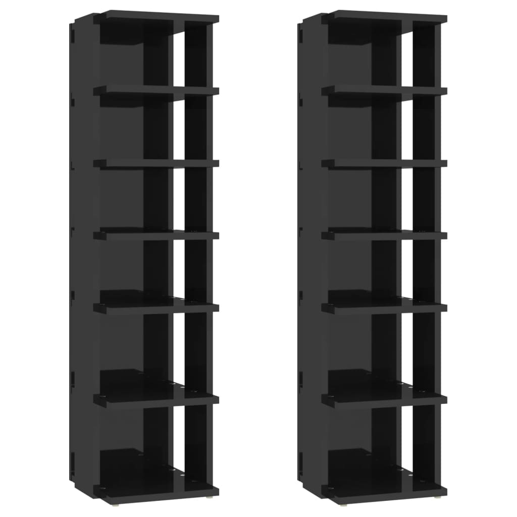 Scarpiere 2 pz Nero Lucido 27,5x27x102 cm