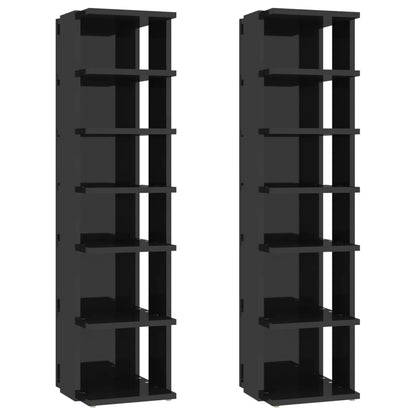 Scarpiere 2 pz Nero Lucido 27,5x27x102 cm