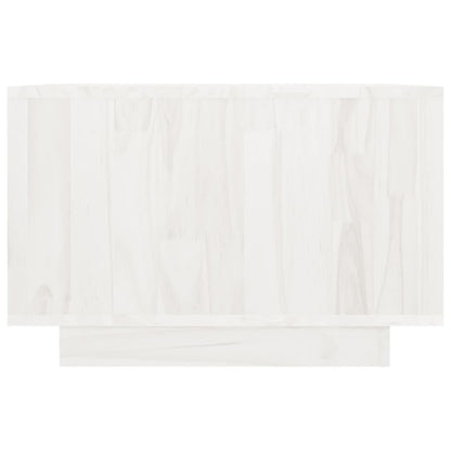 Tavolino da Salotto Bianco 50x50x33,5 cm Legno Massello di Pino