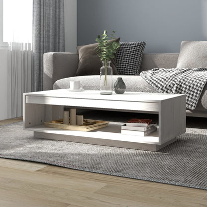Tavolino da Salotto Bianco 110x50x33,5 cm in Legno di Pino