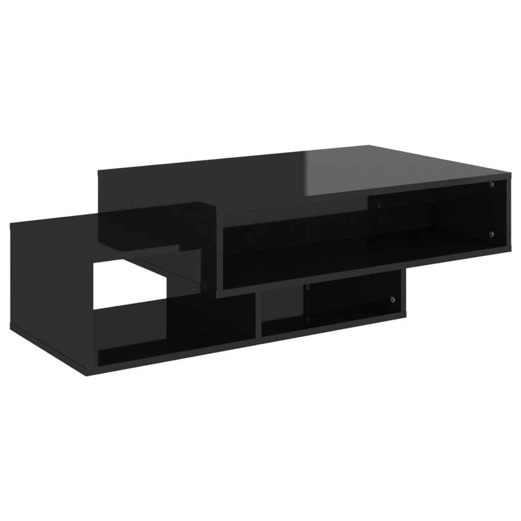 Tavolino da Salotto Nero Lucido 105x55x32 cm in Truciolato