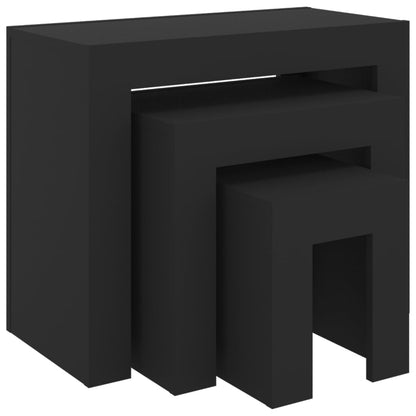 Tavolini da Salotto Impilabili 3 pz Neri in Truciolato