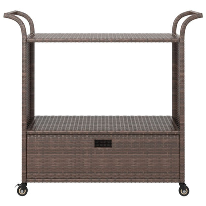 Carrello da Bar con Cassetto Marrone 100x45x97 cm in Polyrattan