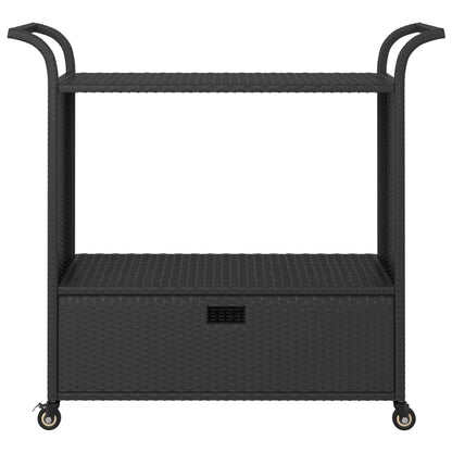 Carrello da Bar con Cassetto Nero 100x45x97 cm in Polyrattan