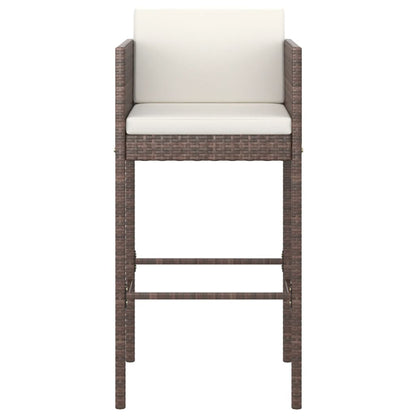 Sgabelli da Bar 2 pz con Cuscini Marroni in Polyrattan