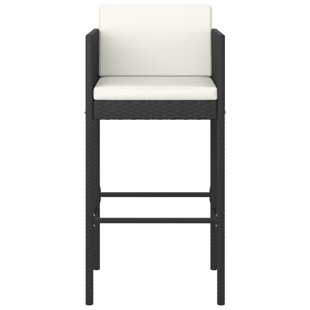 Sgabelli da Bar 2 pz con Cuscini Nero in Polyrattan