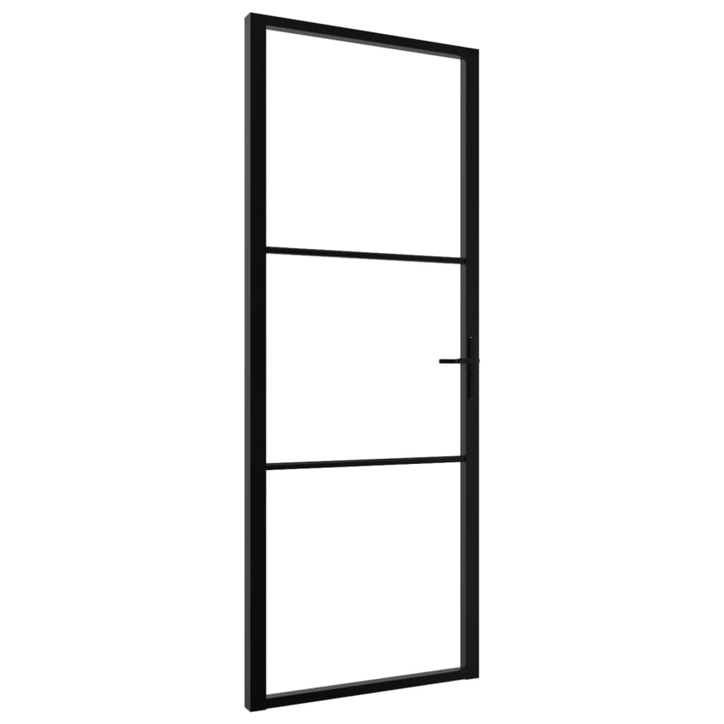 Porta da Interno ESG Vetro e Alluminio 76x201,5 cm Nera