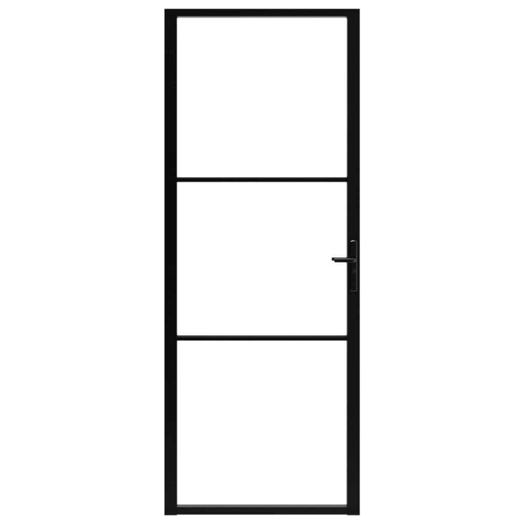 Porta da Interno ESG Vetro e Alluminio 76x201,5 cm Nera