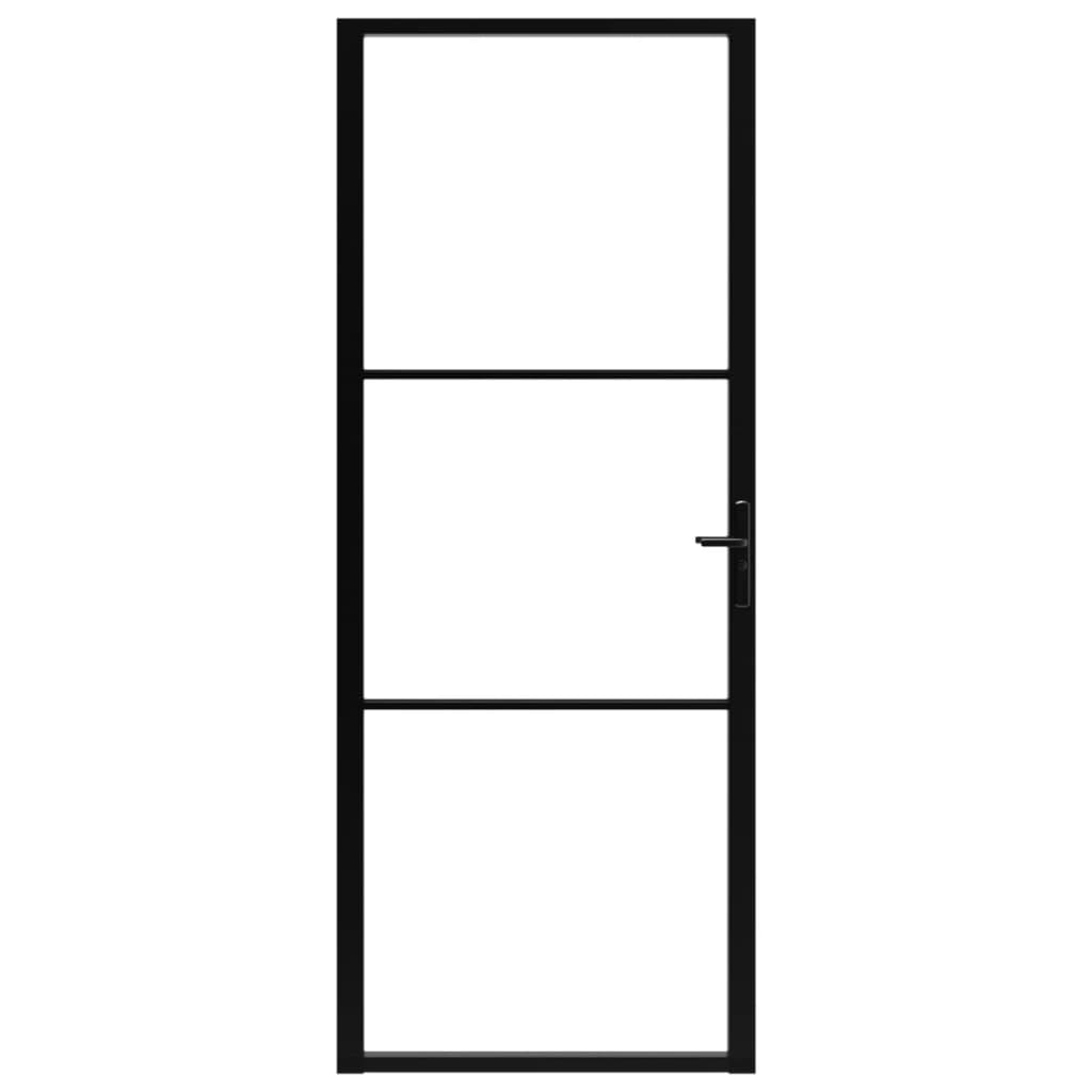 Porta da Interno ESG Vetro e Alluminio 83x201,5 cm Nera