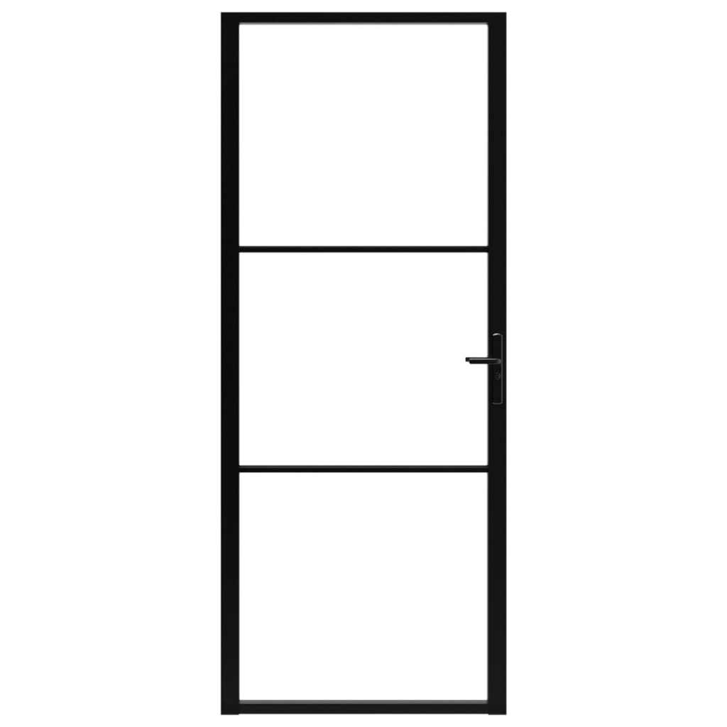 Porta da Interno ESG Vetro e Alluminio 93x201,5 cm Nera