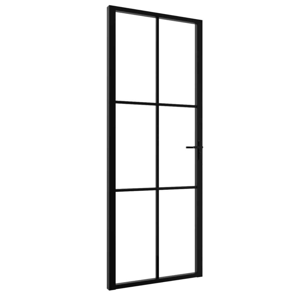 Porta da Interno ESG Vetro e Alluminio 76x201,5 cm Nera