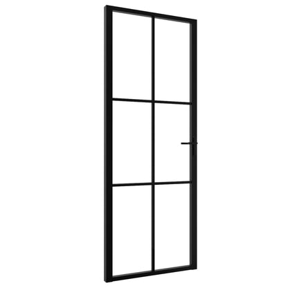 Porta da Interno ESG Vetro e Alluminio 76x201,5 cm Nera