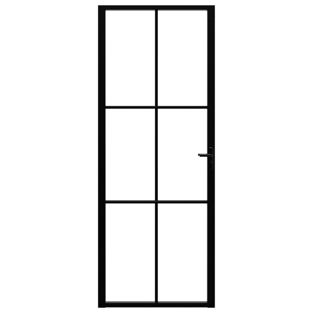 Porta da Interno ESG Vetro e Alluminio 76x201,5 cm Nera