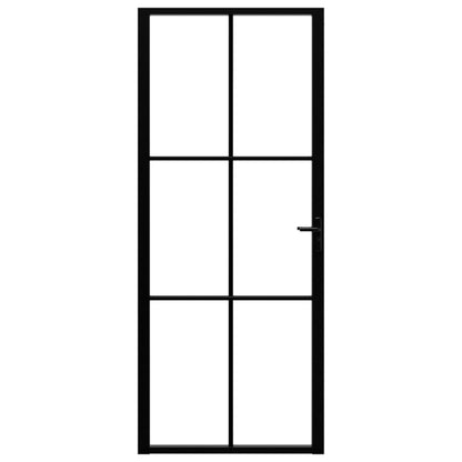 Porta da Interno ESG Vetro e Alluminio 83x201,5 cm Nera