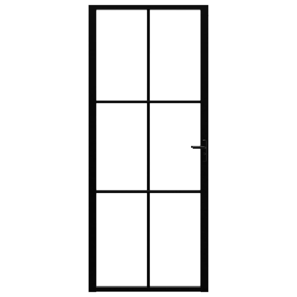 Porta da Interno ESG Vetro e Alluminio 83x201,5 cm Nera