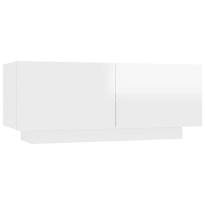 Comodino Bianco Lucido 100x35x40 cm in Legno Multistrato