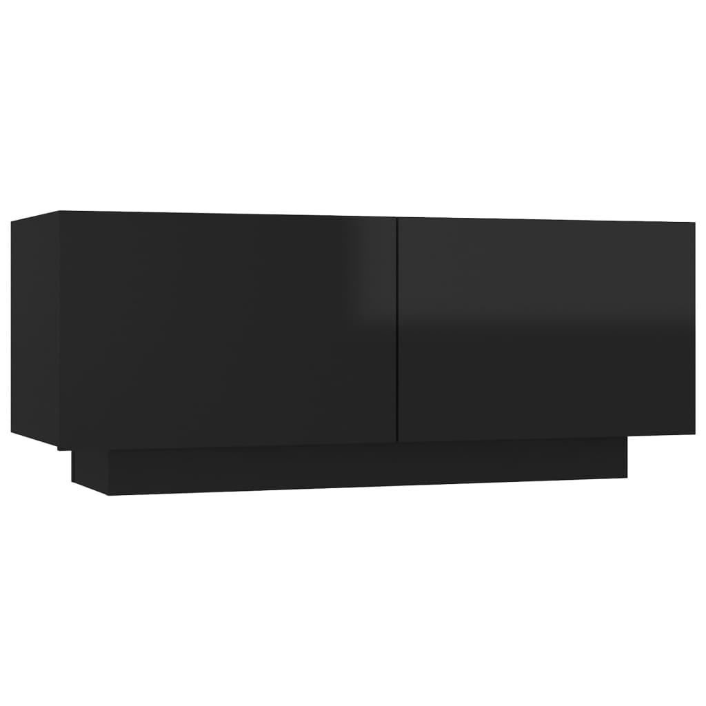 Comodino Nero Lucido 100x35x40 cm in Legno Multistrato