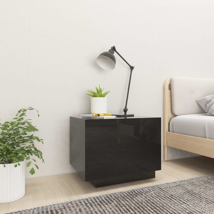 Comodino Nero Lucido 100x35x40 cm in Legno Multistrato