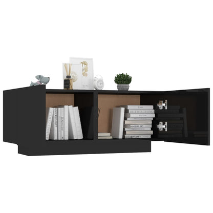 Comodino Nero Lucido 100x35x40 cm in Legno Multistrato